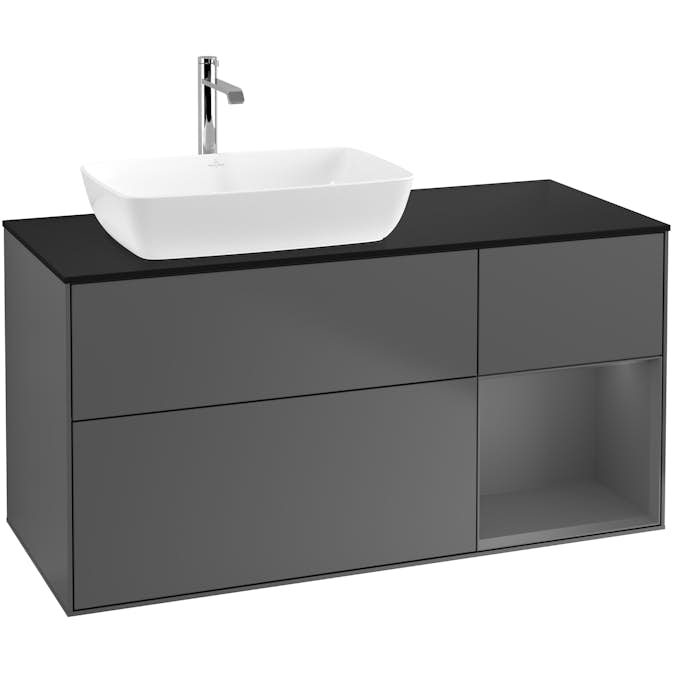 Tvättställsskåp Villeroy & Boch Finion med 3 Lådor Hylla och Bänkskiva för Ocentrerat Tvättställ från Artis & Collaro