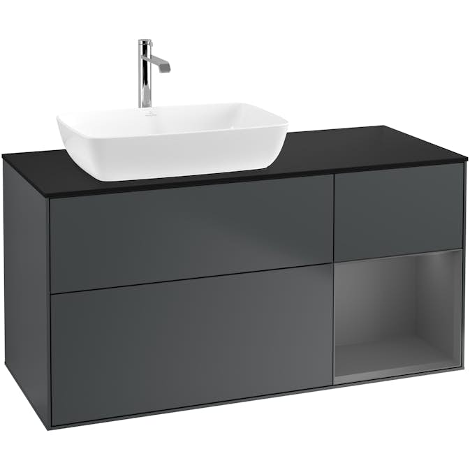 Tvättställsskåp Villeroy & Boch Finion med 3 Lådor Hylla och Bänkskiva för Ocentrerat Tvättställ från Artis & Collaro