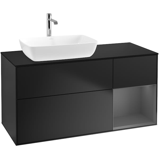 Tvättställsskåp Villeroy & Boch Finion med 3 Lådor Hylla och Bänkskiva för Ocentrerat Tvättställ från Artis & Collaro