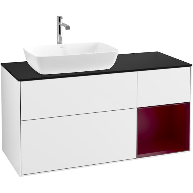 Tvättställsskåp Villeroy & Boch Finion med 3 Lådor Hylla och Bänkskiva för Ocentrerat Tvättställ från Artis & Collaro
