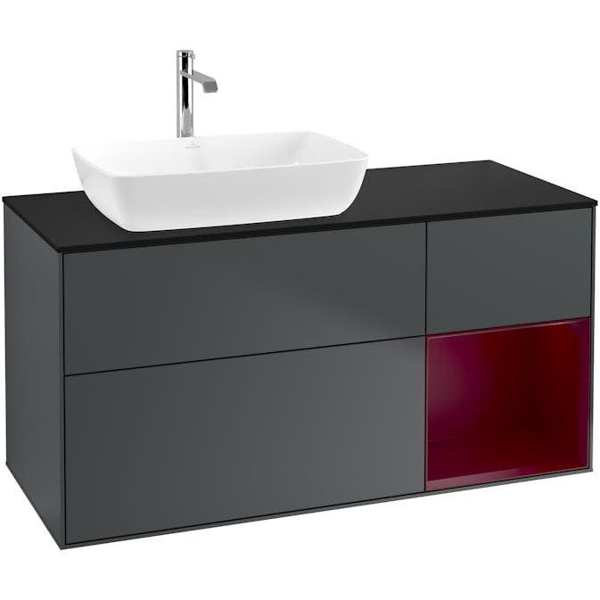 Tvättställsskåp Villeroy & Boch Finion med 3 Lådor Hylla och Bänkskiva för Ocentrerat Tvättställ från Artis & Collaro