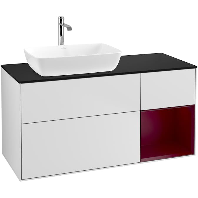 Tvättställsskåp Villeroy & Boch Finion med 3 Lådor Hylla och Bänkskiva för Ocentrerat Tvättställ från Artis & Collaro