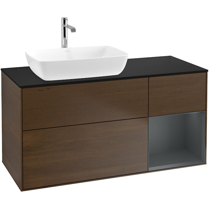 Tvättställsskåp Villeroy & Boch Finion med 3 Lådor Hylla och Bänkskiva för Ocentrerat Tvättställ från Artis & Collaro
