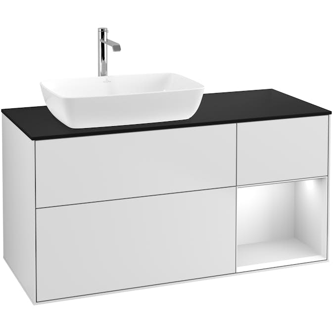 Tvättställsskåp Villeroy & Boch Finion med 3 Lådor Hylla och Bänkskiva för Ocentrerat Tvättställ från Artis & Collaro