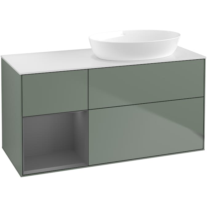 Tvättställsskåp Villeroy & Boch Finion med 3 Lådor Hylla och Bänkskiva för Ocentrerat Tvättställ från Artis & Collaro