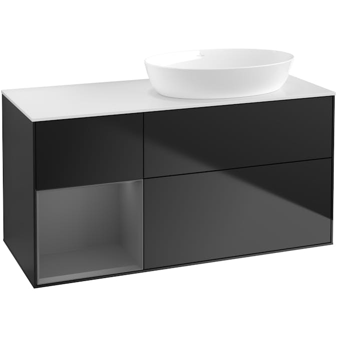Tvättställsskåp Villeroy & Boch Finion med 3 Lådor Hylla och Bänkskiva för Ocentrerat Tvättställ från Artis & Collaro