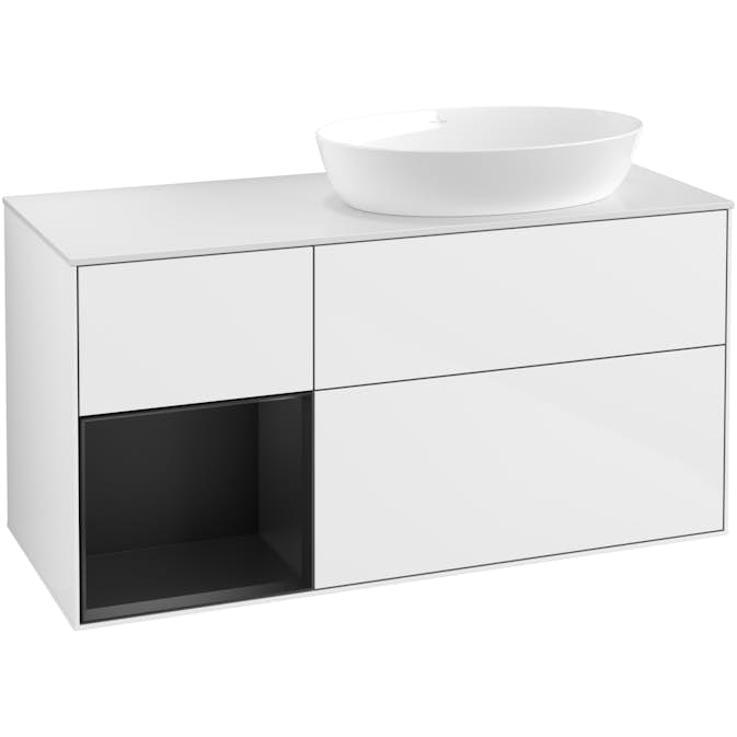 Tvättställsskåp Villeroy & Boch Finion med 3 Lådor Hylla och Bänkskiva för Ocentrerat Tvättställ från Artis & Collaro