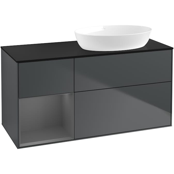 Tvättställsskåp Villeroy & Boch Finion med 3 Lådor Hylla och Bänkskiva för Ocentrerat Tvättställ från Artis & Collaro