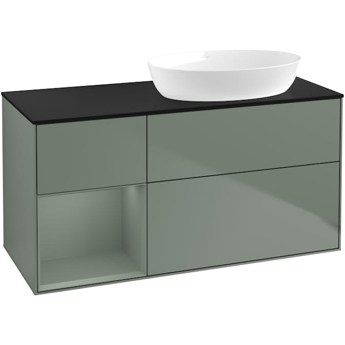 Tvättställsskåp Villeroy & Boch Finion med 3 Lådor Hylla och Bänkskiva för Ocentrerat Tvättställ från Artis & Collaro