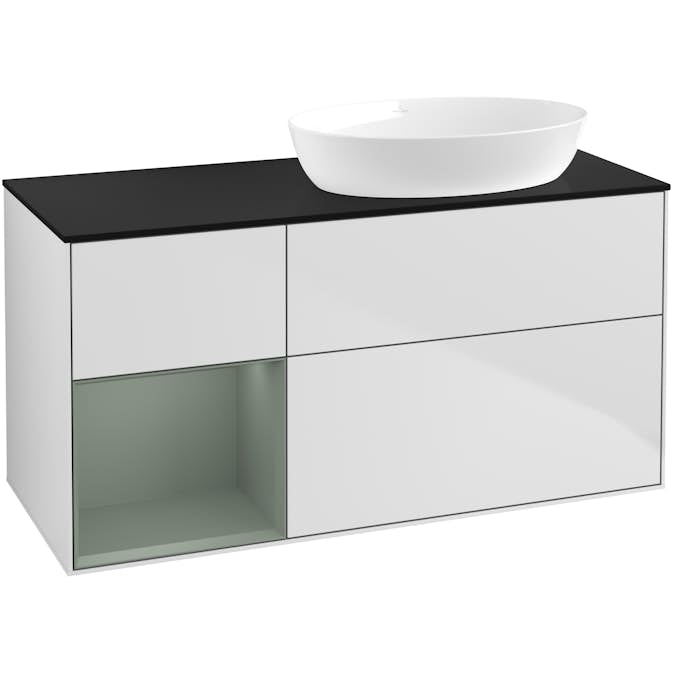 Tvättställsskåp Villeroy & Boch Finion med 3 Lådor Hylla och Bänkskiva för Ocentrerat Tvättställ från Artis & Collaro