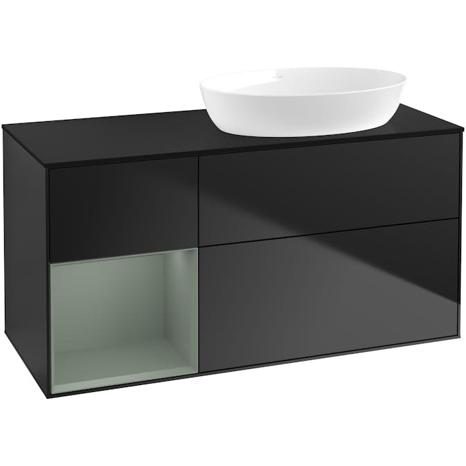 Tvättställsskåp Villeroy & Boch Finion med 3 Lådor Hylla och Bänkskiva för Ocentrerat Tvättställ från Artis & Collaro