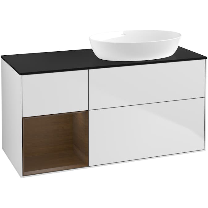 Tvättställsskåp Villeroy & Boch Finion med 3 Lådor Hylla och Bänkskiva för Ocentrerat Tvättställ från Artis & Collaro