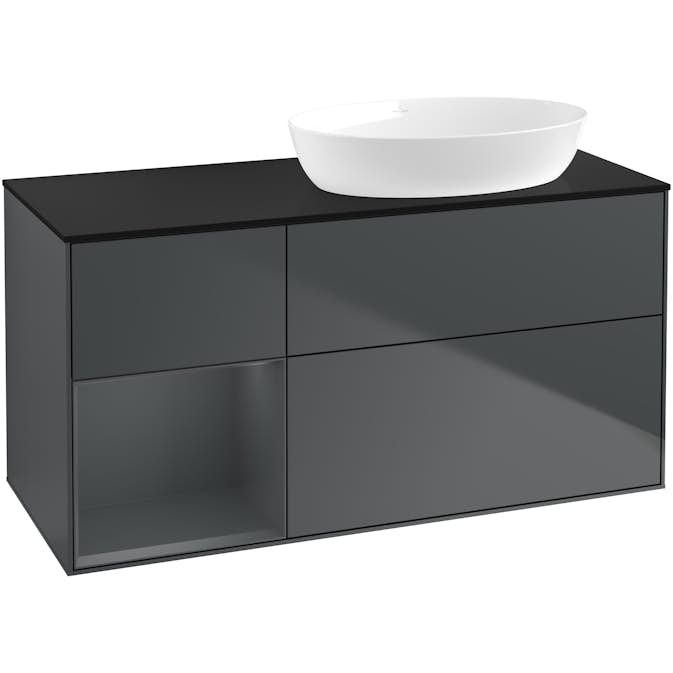 Tvättställsskåp Villeroy & Boch Finion med 3 Lådor Hylla och Bänkskiva för Ocentrerat Tvättställ från Artis & Collaro