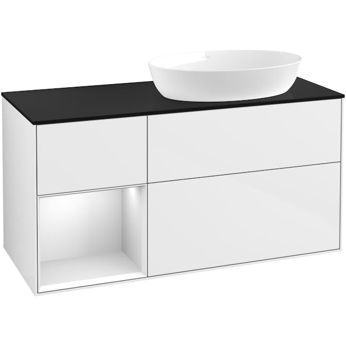 Tvättställsskåp Villeroy & Boch Finion med 3 Lådor Hylla och Bänkskiva för Ocentrerat Tvättställ från Artis & Collaro