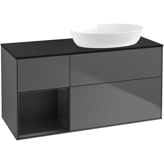 Tvättställsskåp Villeroy & Boch Finion med 3 Lådor Hylla och Bänkskiva för Ocentrerat Tvättställ från Artis & Collaro
