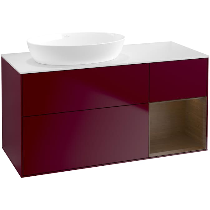 Tvättställsskåp Villeroy & Boch Finion med 3 Lådor Hylla och Bänkskiva för Ocentrerat Tvättställ från Artis & Collaro