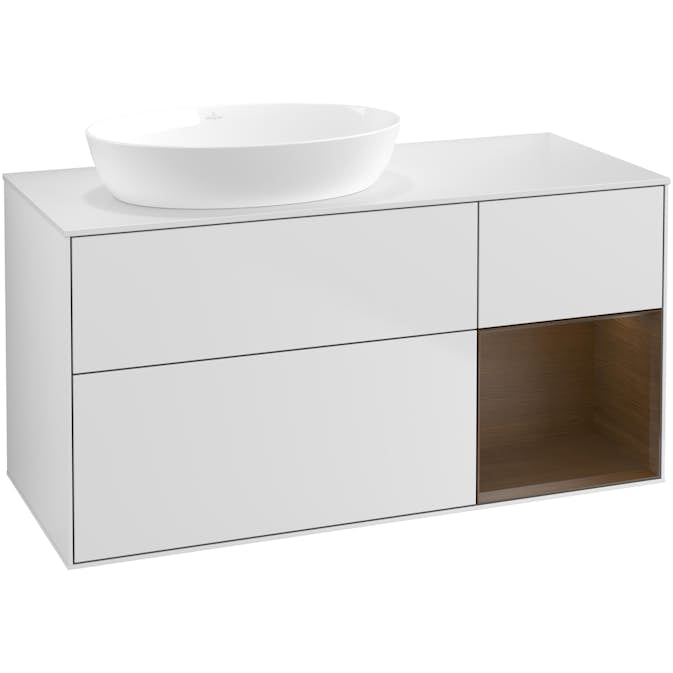 Tvättställsskåp Villeroy & Boch Finion med 3 Lådor Hylla och Bänkskiva för Ocentrerat Tvättställ från Artis & Collaro