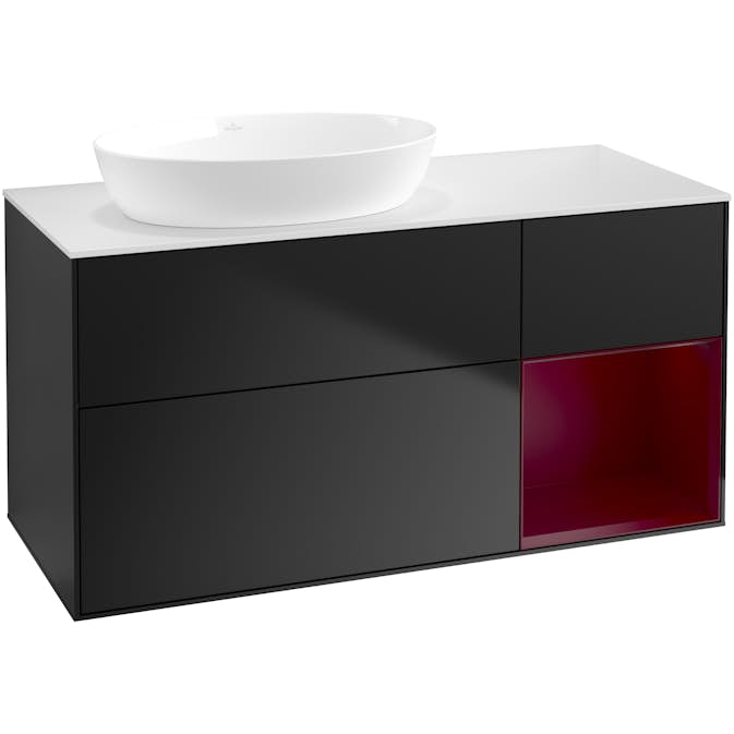Tvättställsskåp Villeroy & Boch Finion med 3 Lådor Hylla och Bänkskiva för Ocentrerat Tvättställ från Artis & Collaro