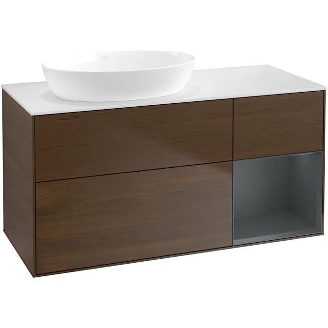 Tvättställsskåp Villeroy & Boch Finion med 3 Lådor Hylla och Bänkskiva för Ocentrerat Tvättställ från Artis & Collaro