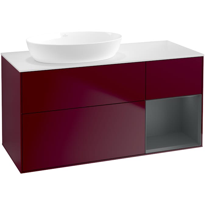 Tvättställsskåp Villeroy & Boch Finion med 3 Lådor Hylla och Bänkskiva för Ocentrerat Tvättställ från Artis & Collaro