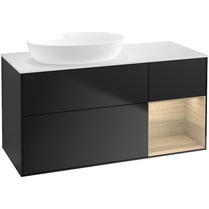 Tvättställsskåp Villeroy & Boch Finion med 3 Lådor Hylla och Bänkskiva för Ocentrerat Tvättställ från Artis & Collaro