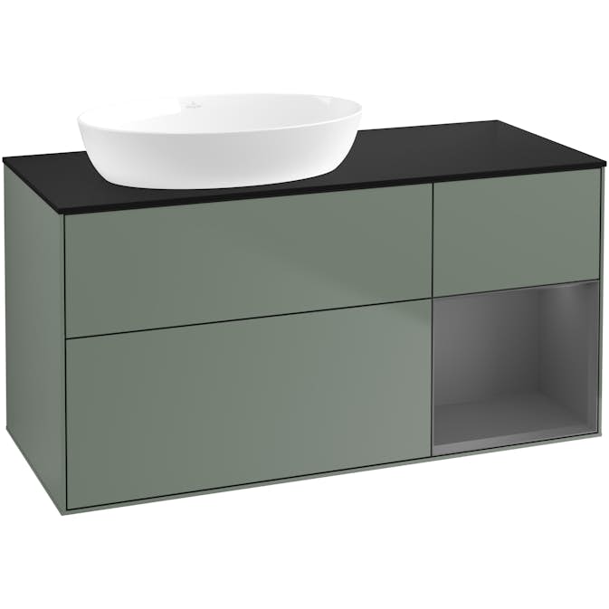 Tvättställsskåp Villeroy & Boch Finion med 3 Lådor Hylla och Bänkskiva för Ocentrerat Tvättställ från Artis & Collaro