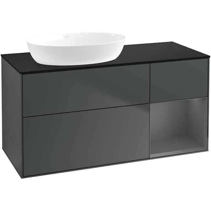 Tvättställsskåp Villeroy & Boch Finion med 3 Lådor Hylla och Bänkskiva för Ocentrerat Tvättställ från Artis & Collaro
