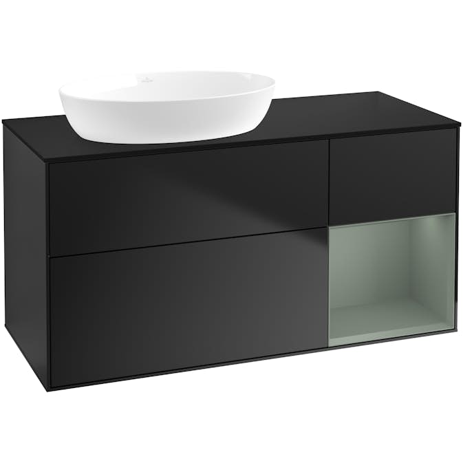 Tvättställsskåp Villeroy & Boch Finion med 3 Lådor Hylla och Bänkskiva för Ocentrerat Tvättställ från Artis & Collaro