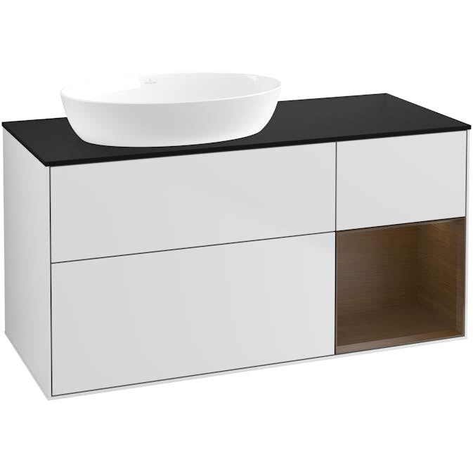 Tvättställsskåp Villeroy & Boch Finion med 3 Lådor Hylla och Bänkskiva för Ocentrerat Tvättställ från Artis & Collaro