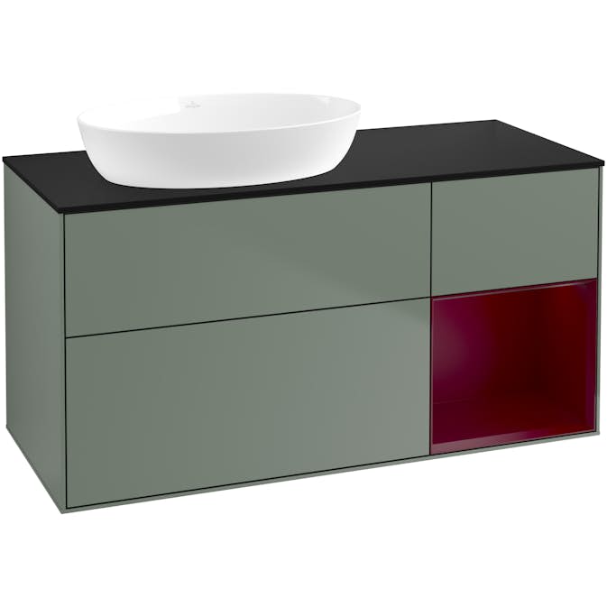 Tvättställsskåp Villeroy & Boch Finion med 3 Lådor Hylla och Bänkskiva för Ocentrerat Tvättställ från Artis & Collaro