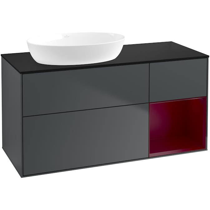 Tvättställsskåp Villeroy & Boch Finion med 3 Lådor Hylla och Bänkskiva för Ocentrerat Tvättställ från Artis & Collaro