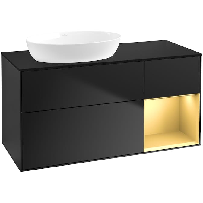 Tvättställsskåp Villeroy & Boch Finion med 3 Lådor Hylla och Bänkskiva för Ocentrerat Tvättställ från Artis & Collaro