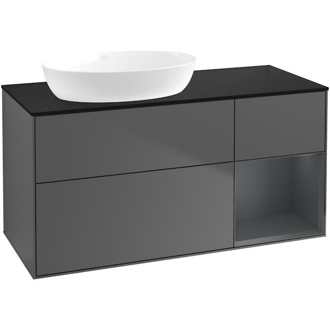 Tvättställsskåp Villeroy & Boch Finion med 3 Lådor Hylla och Bänkskiva för Ocentrerat Tvättställ från Artis & Collaro