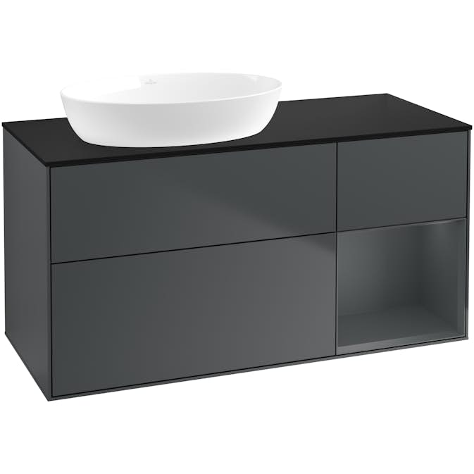 Tvättställsskåp Villeroy & Boch Finion med 3 Lådor Hylla och Bänkskiva för Ocentrerat Tvättställ från Artis & Collaro