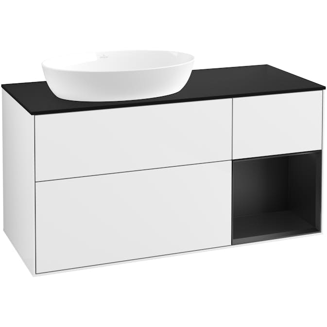 Tvättställsskåp Villeroy & Boch Finion med 3 Lådor Hylla och Bänkskiva för Ocentrerat Tvättställ från Artis & Collaro