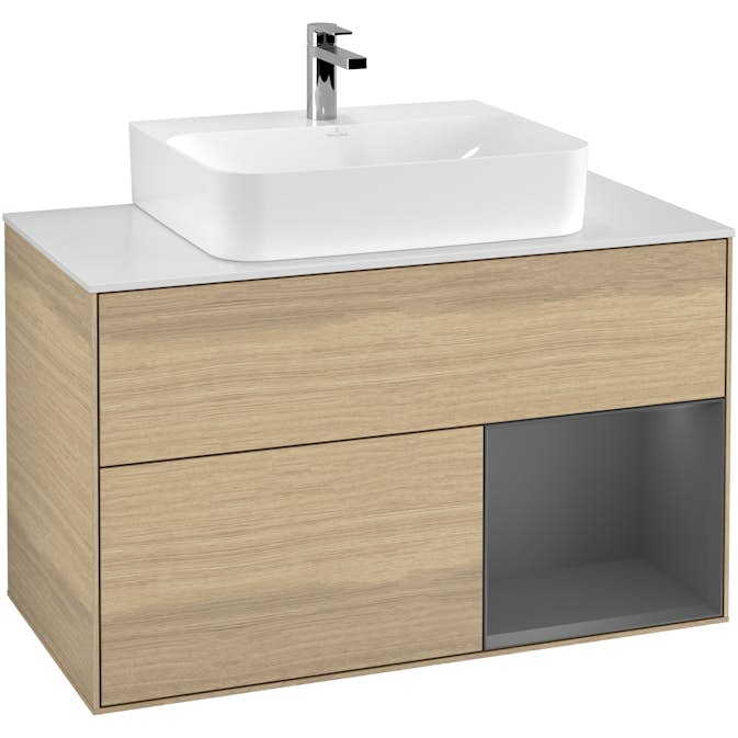 Tvättställsskåp Villeroy & Boch Finion med 2 Lådor Hylla och Bänkskiva för Centrerat Tvättställ