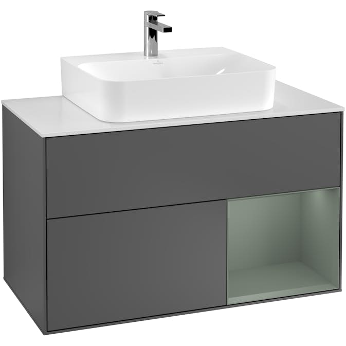 Tvättställsskåp Villeroy & Boch Finion med 2 Lådor Hylla och Bänkskiva för Centrerat Tvättställ