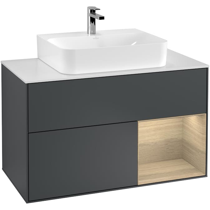 Tvättställsskåp Villeroy & Boch Finion med 2 Lådor Hylla och Bänkskiva för Centrerat Tvättställ