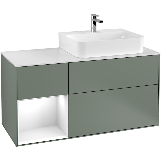 Tvättställsskåp Villeroy & Boch Finion med 3 Lådor Hylla och Bänkskiva för Ocentrerat Tvättställ