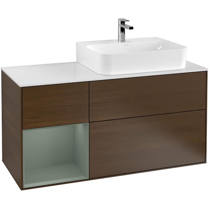 Tvättställsskåp Villeroy & Boch Finion med 3 Lådor Hylla och Bänkskiva för Ocentrerat Tvättställ