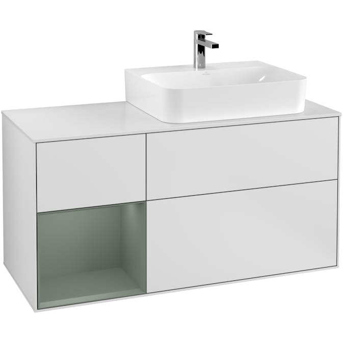 Tvättställsskåp Villeroy & Boch Finion med 3 Lådor Hylla och Bänkskiva för Ocentrerat Tvättställ