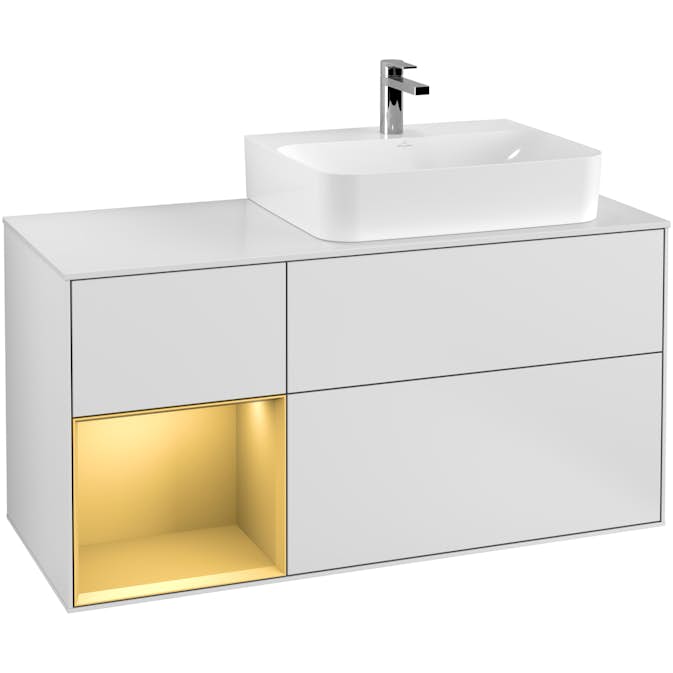 Tvättställsskåp Villeroy & Boch Finion med 3 Lådor Hylla och Bänkskiva för Ocentrerat Tvättställ