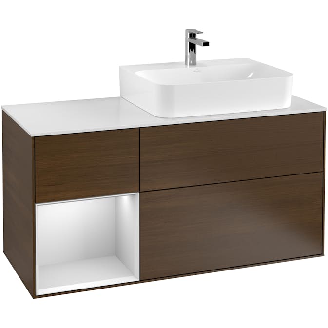 Tvättställsskåp Villeroy & Boch Finion med 3 Lådor Hylla och Bänkskiva för Ocentrerat Tvättställ