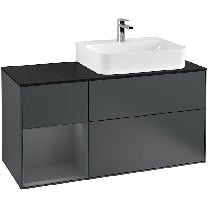 Tvättställsskåp Villeroy & Boch Finion med 3 Lådor Hylla och Bänkskiva för Ocentrerat Tvättställ