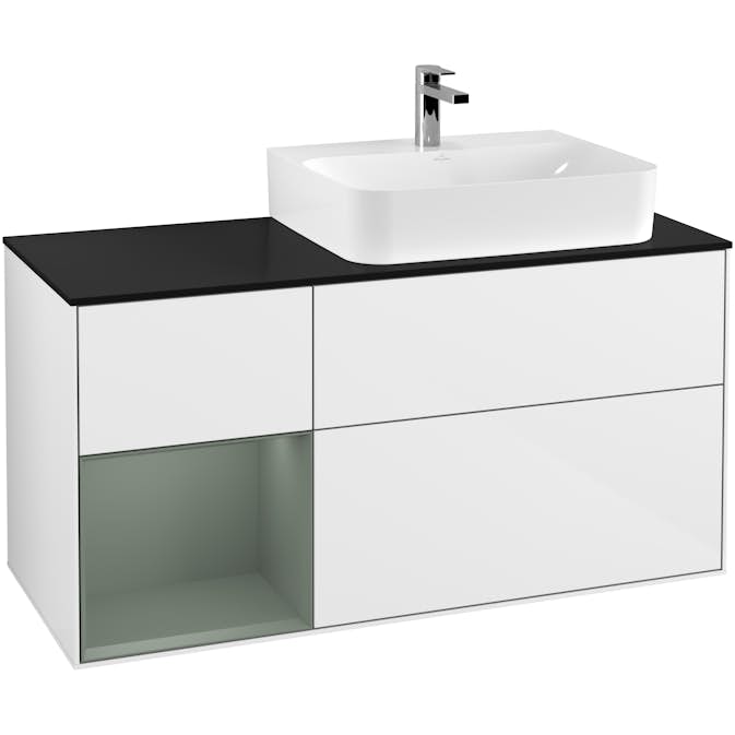 Tvättställsskåp Villeroy & Boch Finion med 3 Lådor Hylla och Bänkskiva för Ocentrerat Tvättställ