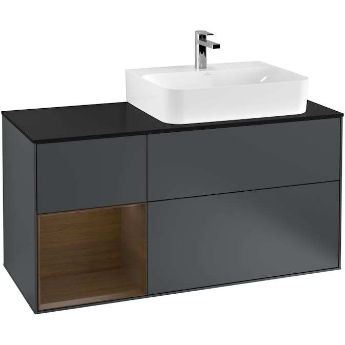 Tvättställsskåp Villeroy & Boch Finion med 3 Lådor Hylla och Bänkskiva för Ocentrerat Tvättställ