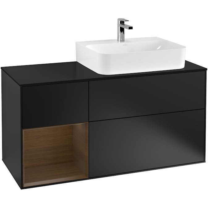 Tvättställsskåp Villeroy & Boch Finion med 3 Lådor Hylla och Bänkskiva för Ocentrerat Tvättställ