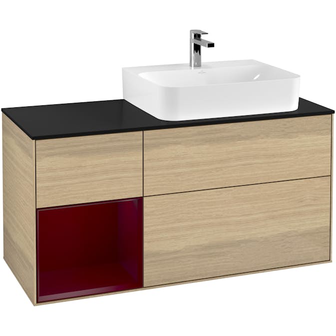 Tvättställsskåp Villeroy & Boch Finion med 3 Lådor Hylla och Bänkskiva för Ocentrerat Tvättställ