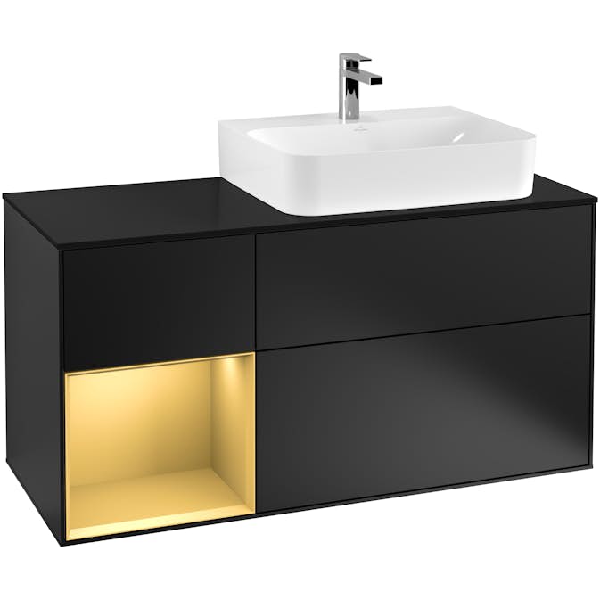 Tvättställsskåp Villeroy & Boch Finion med 3 Lådor Hylla och Bänkskiva för Ocentrerat Tvättställ