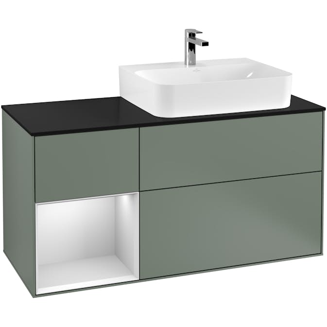 Tvättställsskåp Villeroy & Boch Finion med 3 Lådor Hylla och Bänkskiva för Ocentrerat Tvättställ
